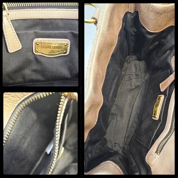 Miu Miu Matelassé Tan Leather Two-Way Bag - Picture 16 of 17